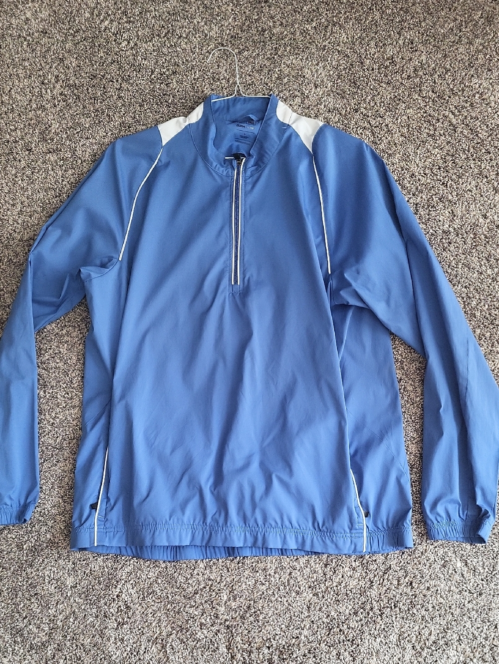 adidas Blue and White Quarter-Zip Windbreaker